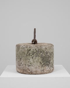 19th Century Belgian Concrete Door Stop with Iron Handle, Sculptural