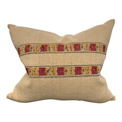 Antique 19th Century Belgian Crest Trim Pillow