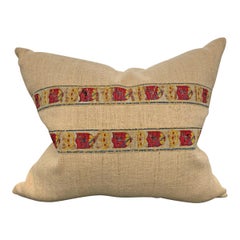 19th Century Belgian Crest Trim Pillow