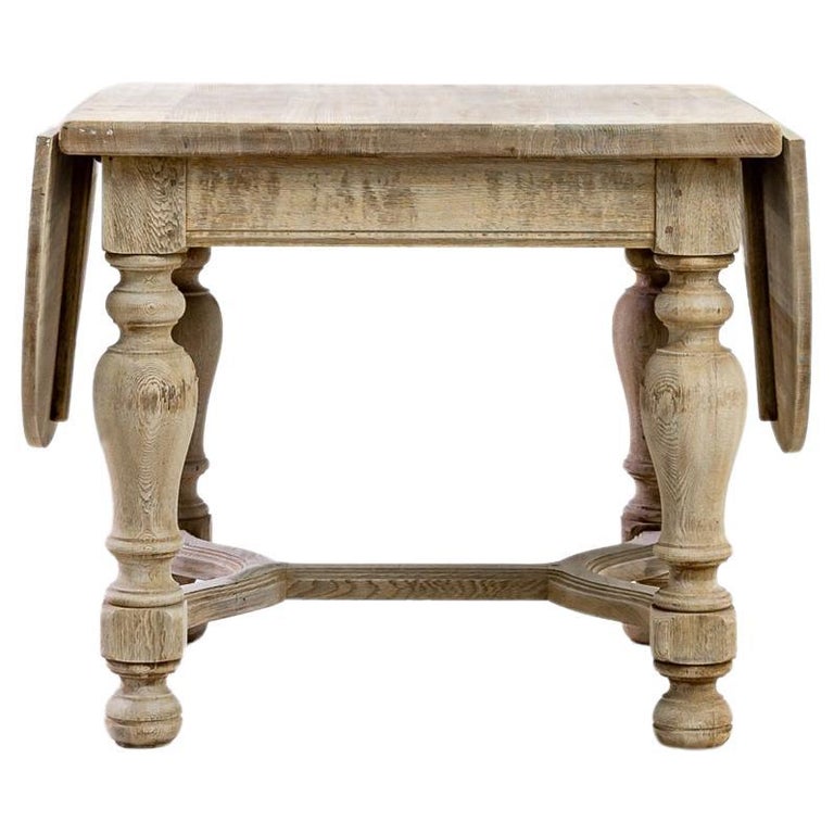 19th Century Belgian Drop-Leaf Oak Table at 1stDibs