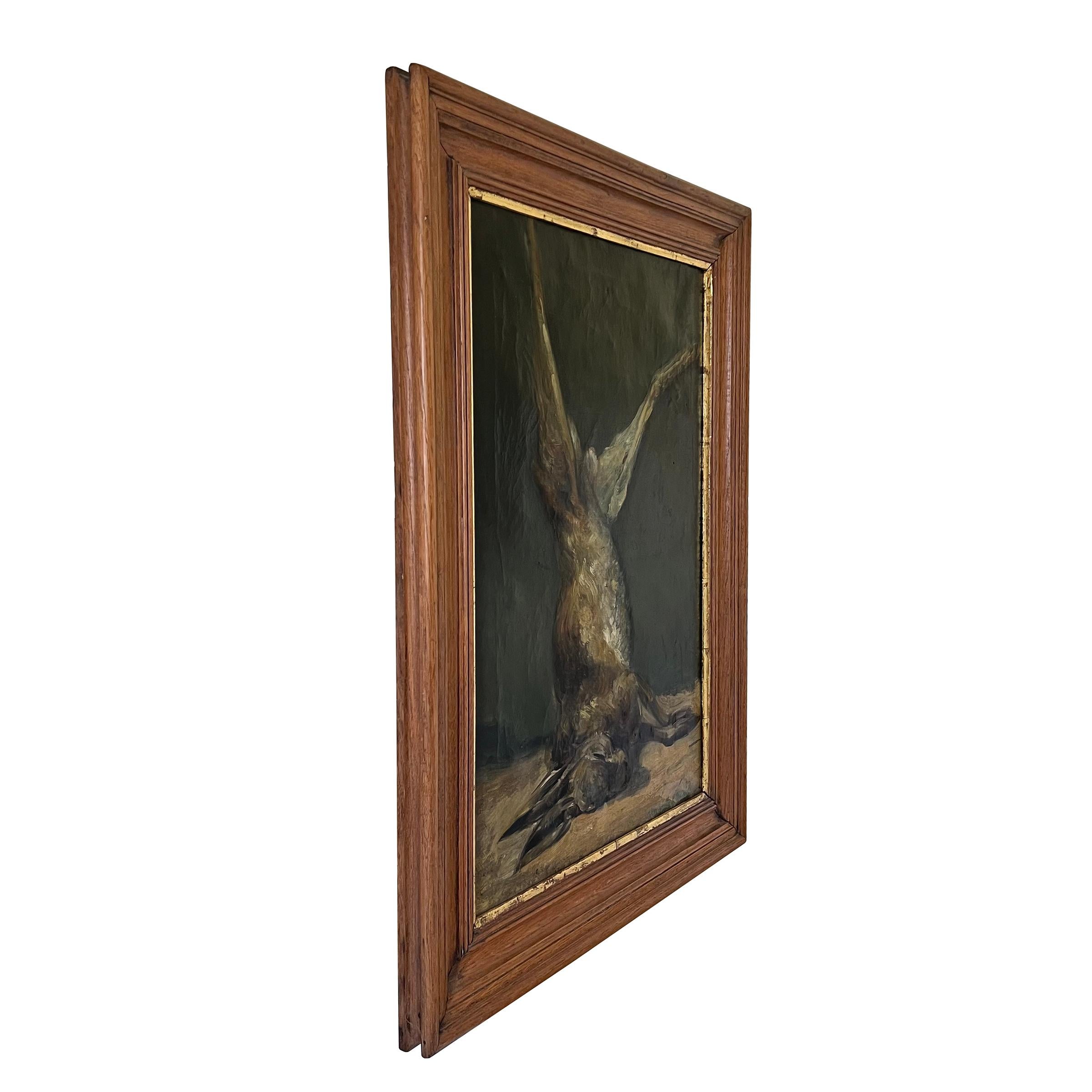 19. Jahrhundert Belgische Hasenjagd Trophäe Stillleben Gemälde im Zustand „Gut“ im Angebot in Chicago, IL