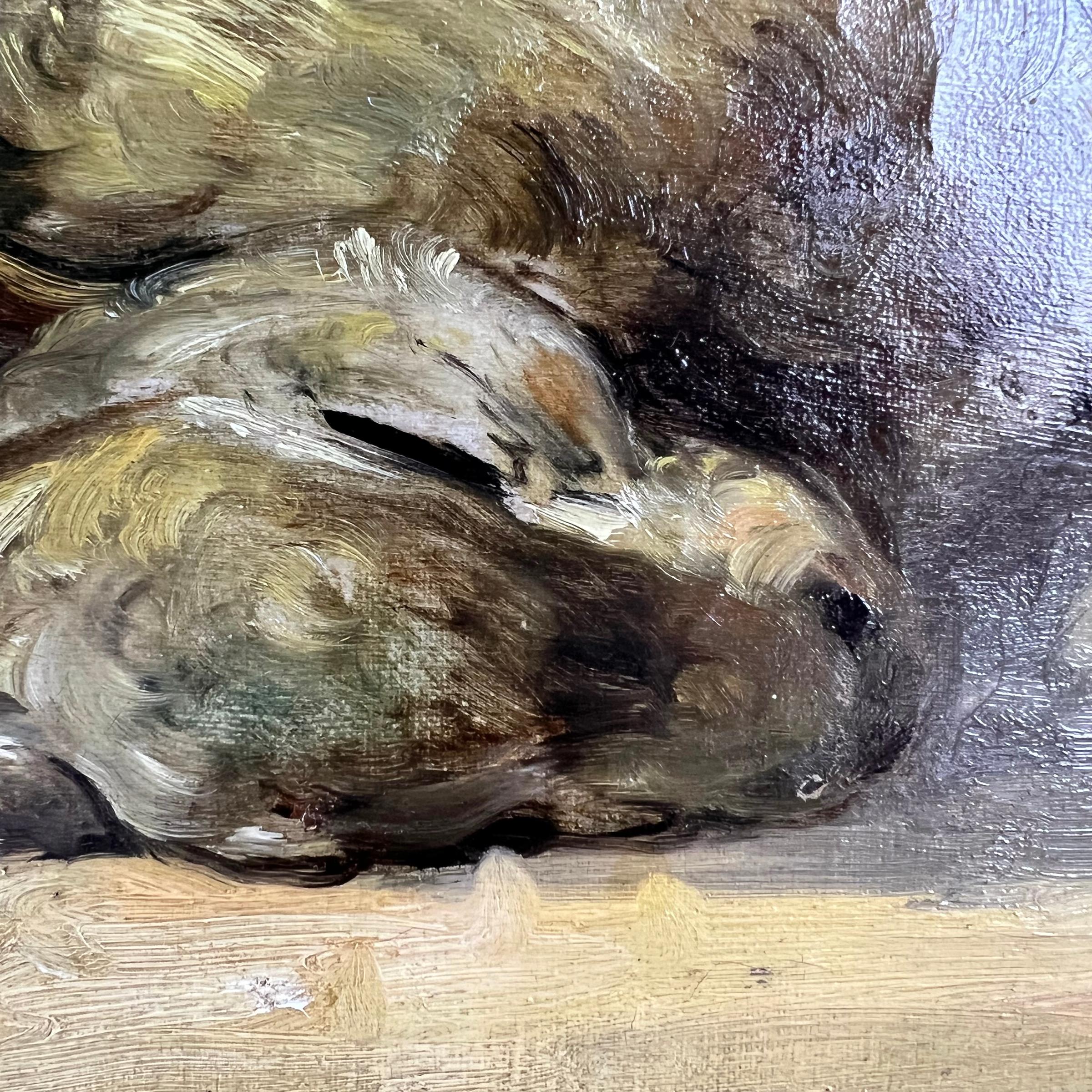 19. Jahrhundert Belgische Hasenjagd Trophäe Stillleben Gemälde im Angebot 2