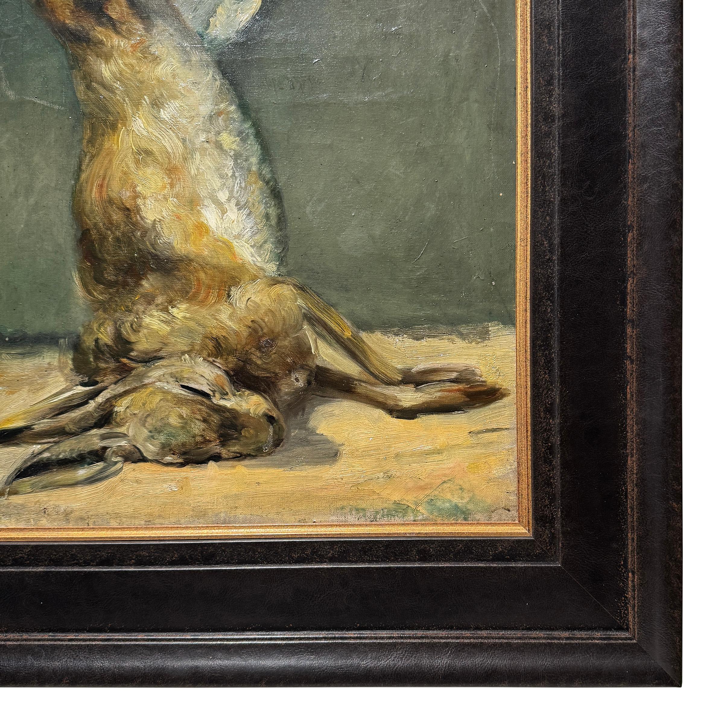 19th Century Belgian Hare Still Life Painting For Sale 2