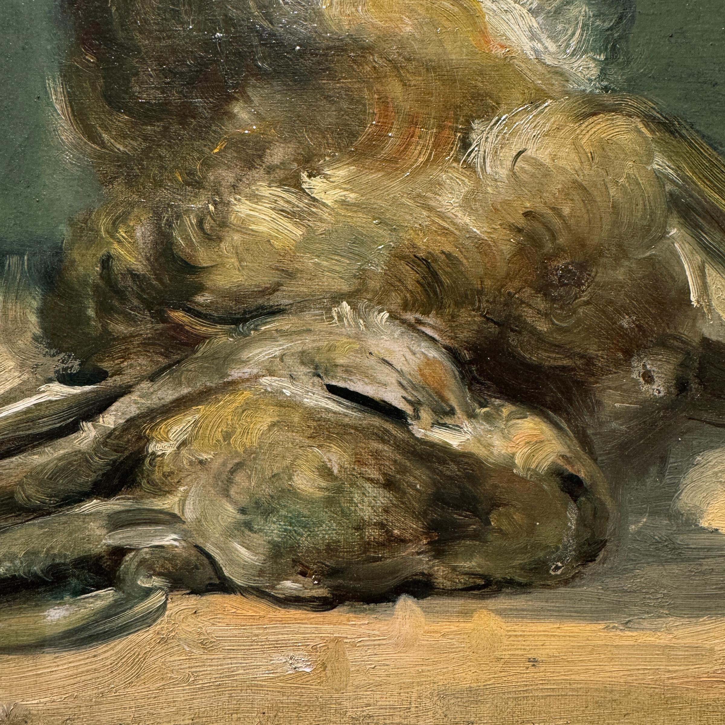 19th Century Belgian Hare Still Life Painting For Sale 4