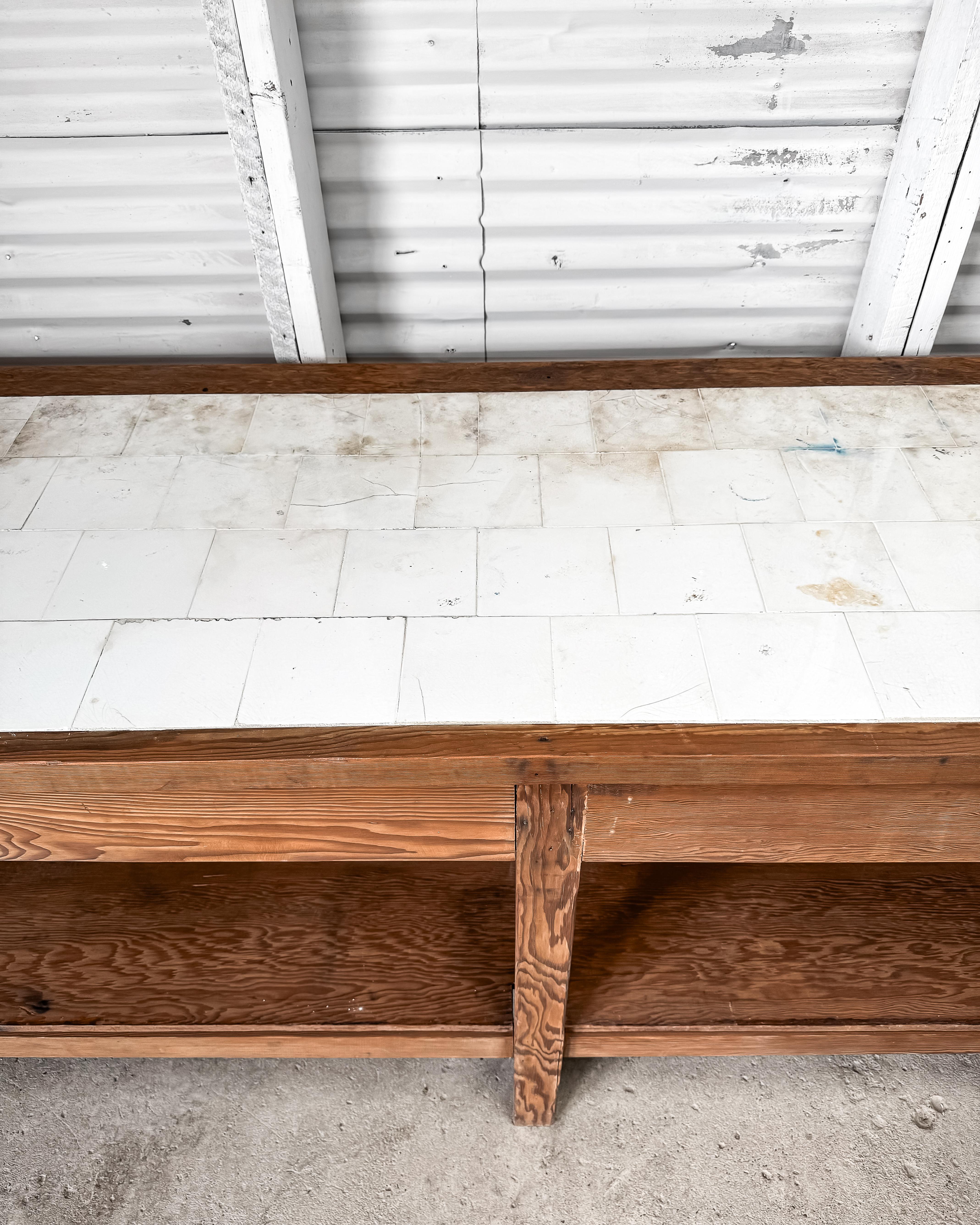 19th Century Belgian Laboratory Table with Villeroy & Boch Tile Top 14