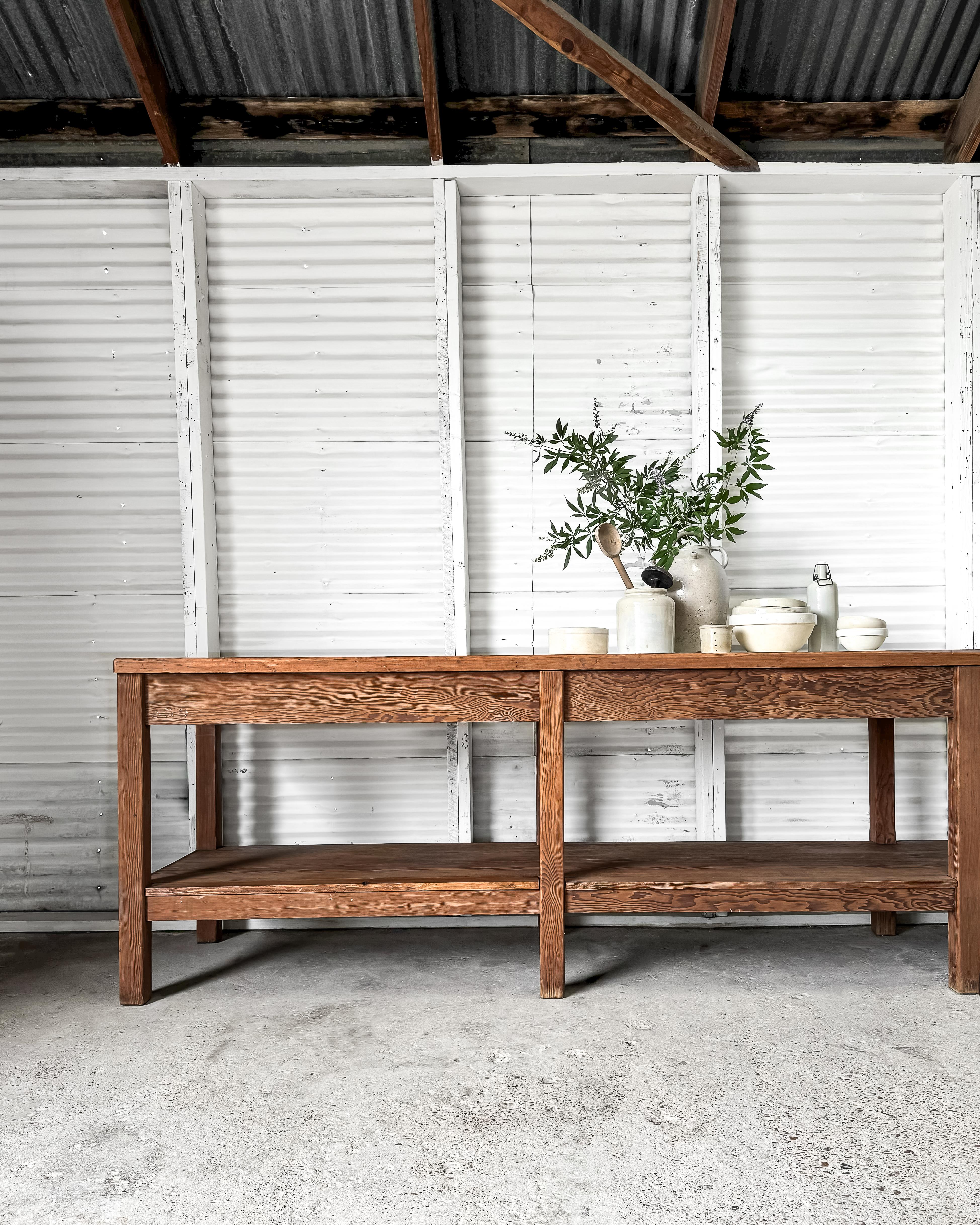 19th Century Belgian Laboratory Table with Villeroy & Boch Tile Top In Good Condition In Mckinney, TX