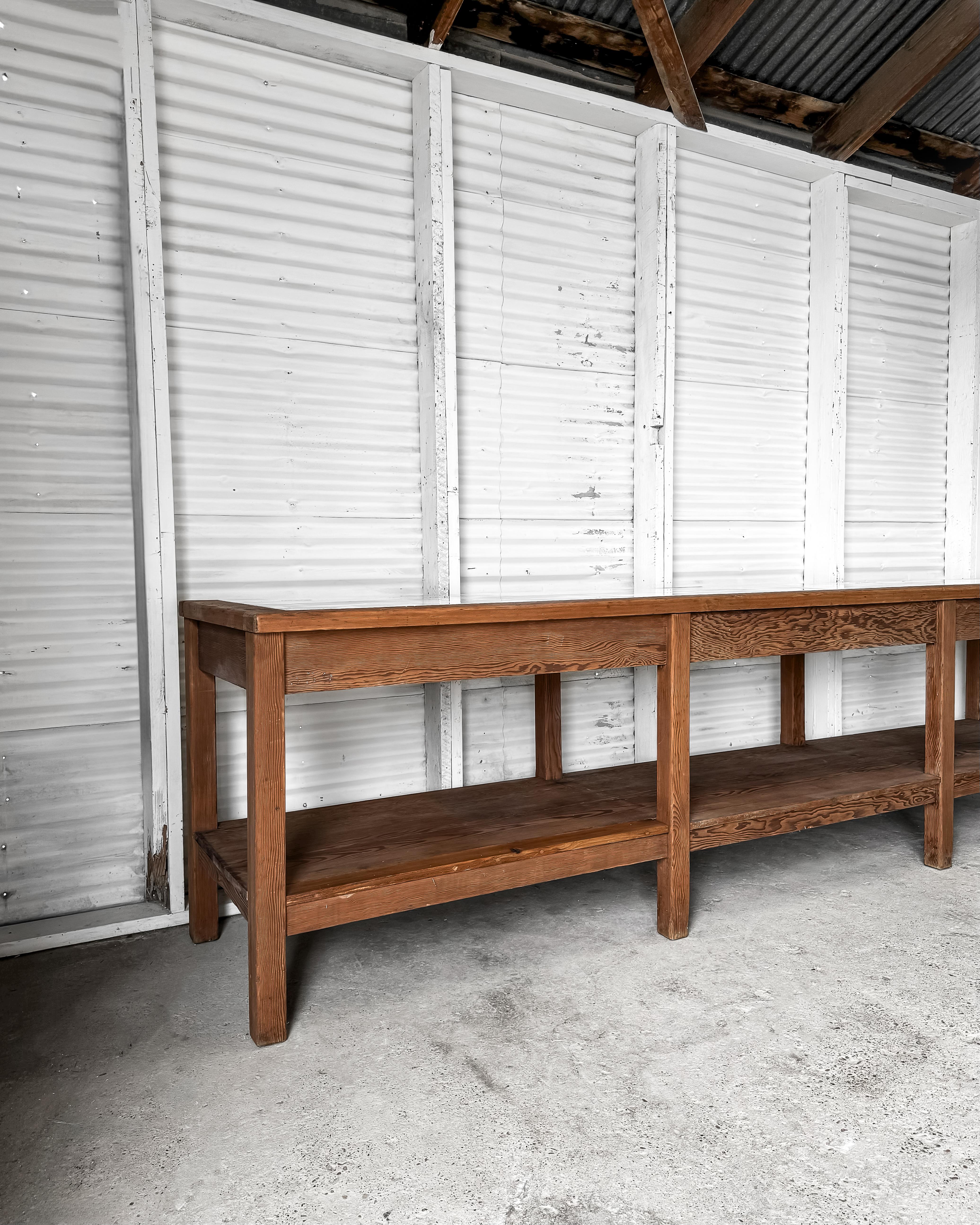 19th Century Belgian Laboratory Table with Villeroy & Boch Tile Top 5