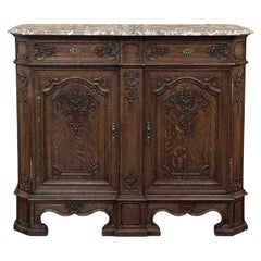 19th Century Belgian Liégeoise Oak Buffet with Saint-Remy Marble Top