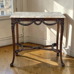 19th Century Belgian Louis XVI Transitional Walnut Marble-Top Table