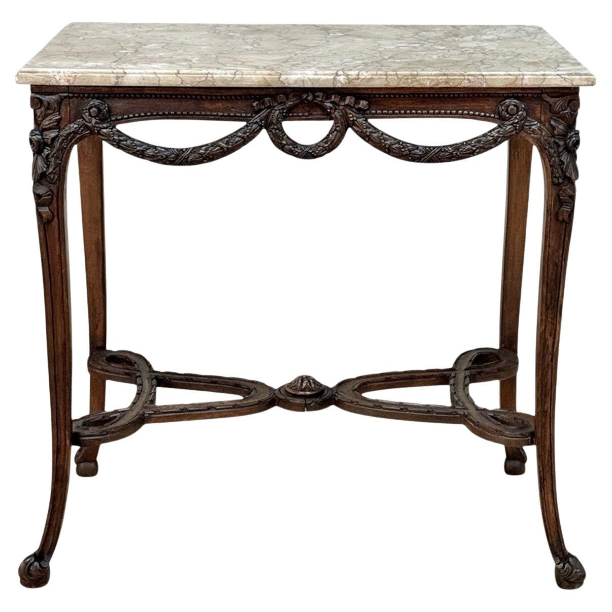 19th Century Belgian Louis XVI Transitional Walnut Marble-Top Table