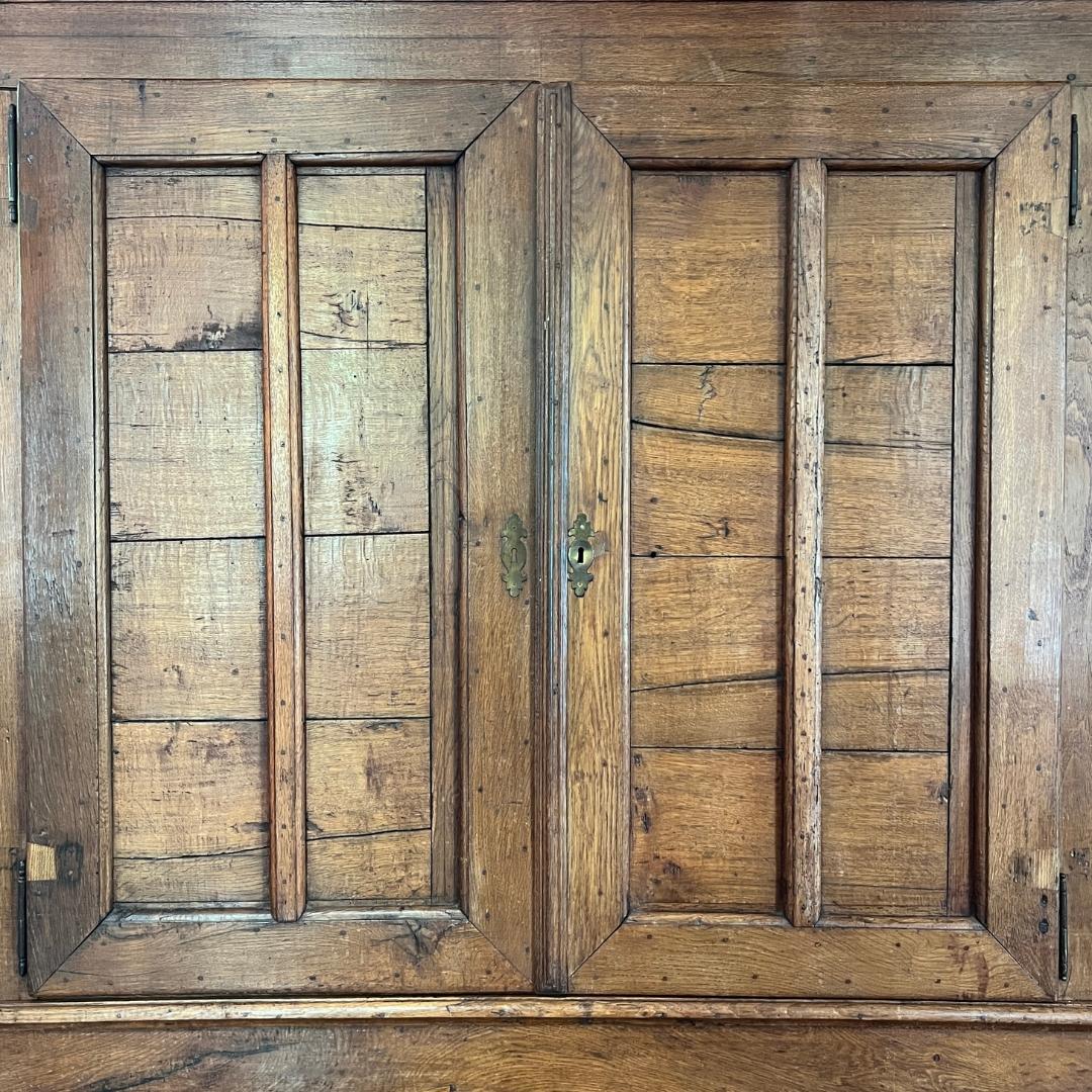 Iron 19th Century Belgian Oak Armoire Cabinet For Sale