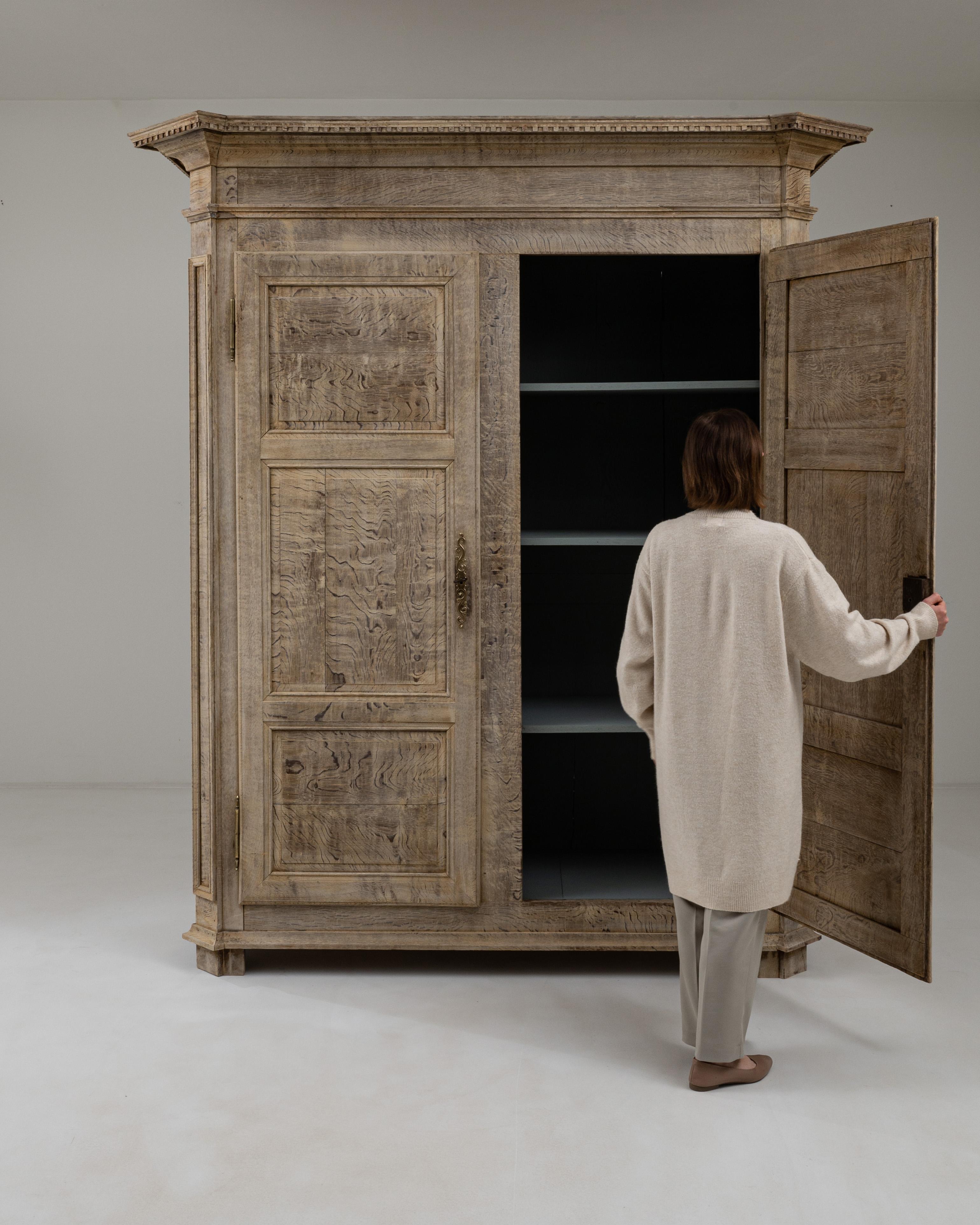 Bleached 19th Century Belgian Oak Cabinet  For Sale