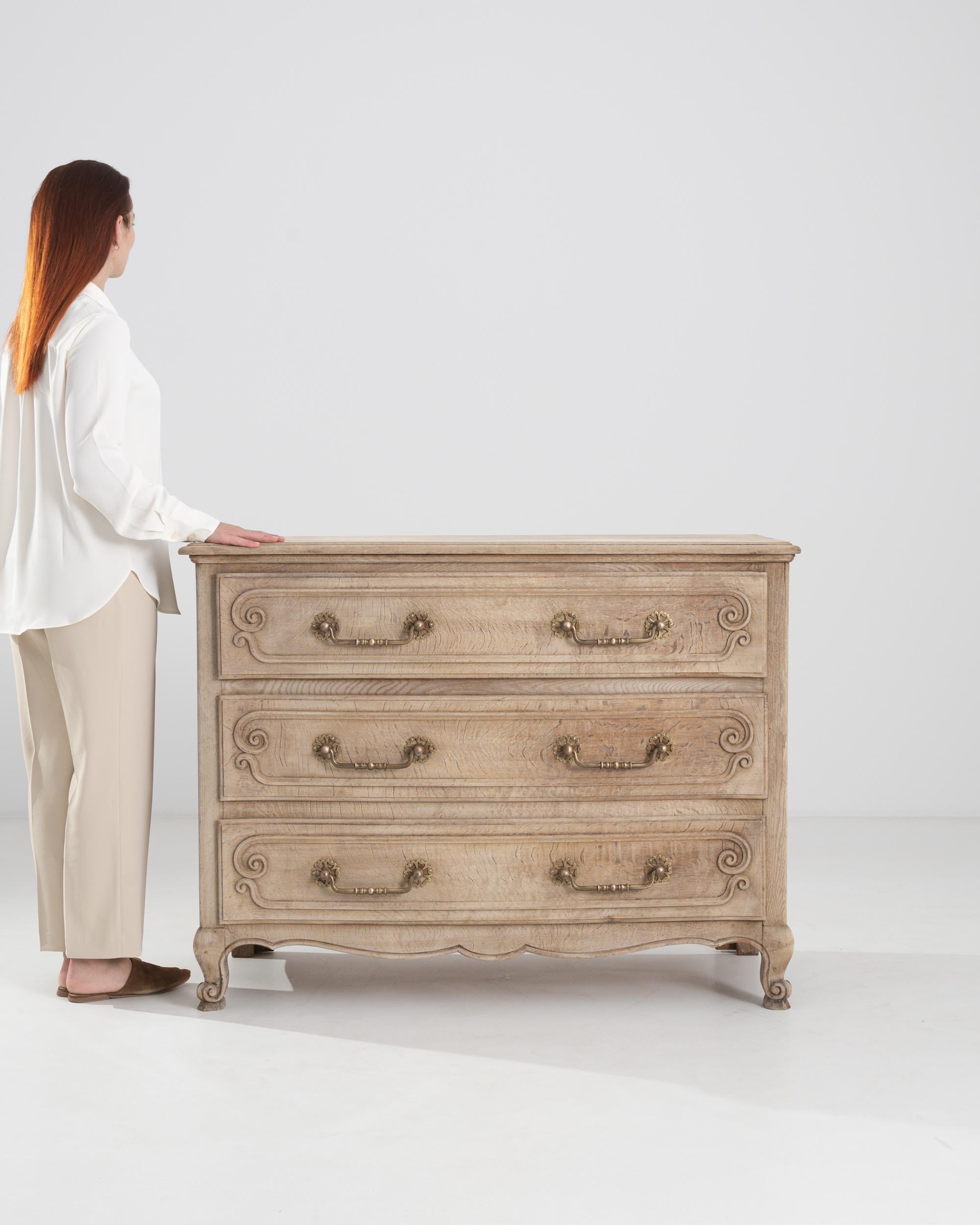 Bleached 19th Century Belgian Oak Chest of Drawers