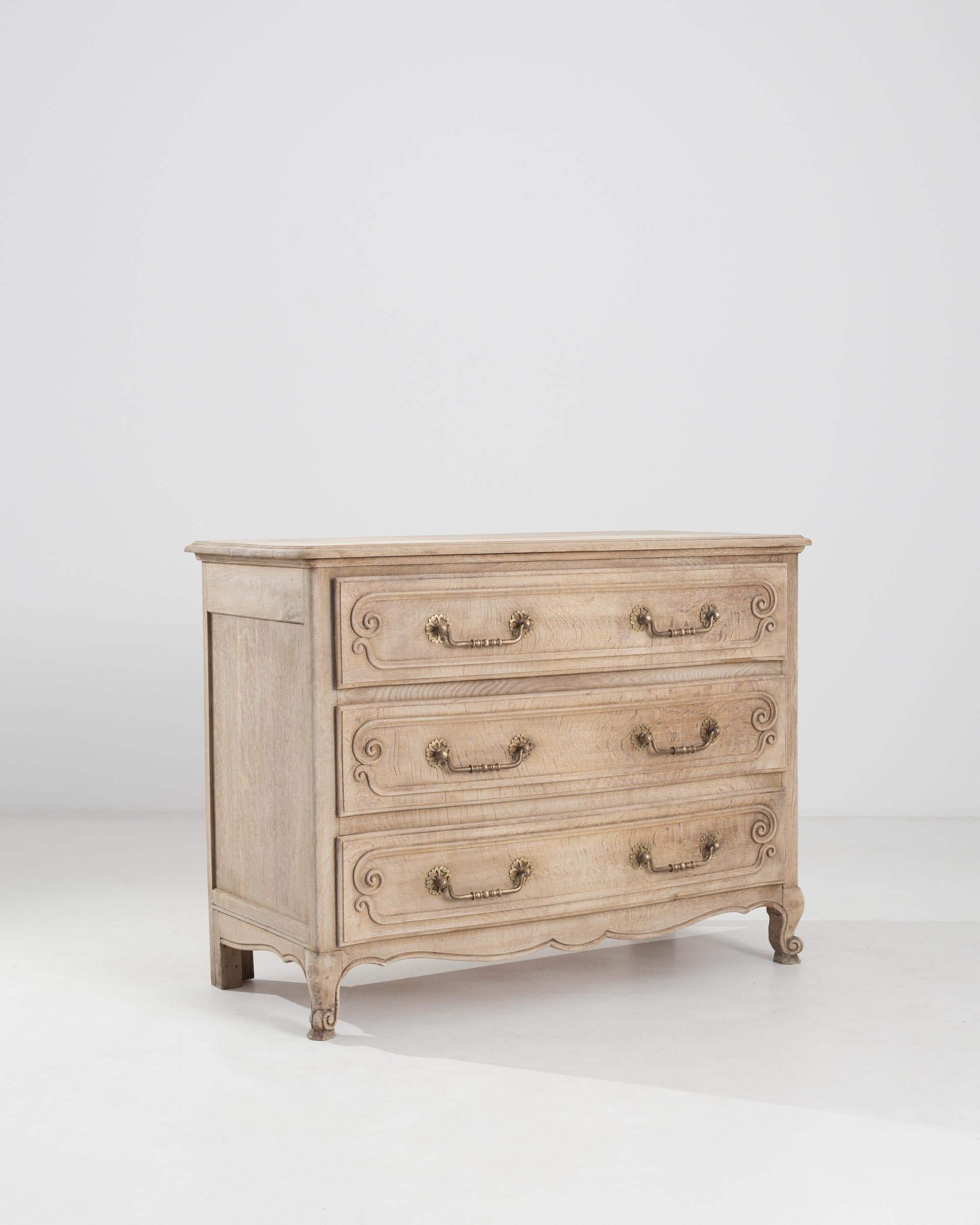19th Century Belgian Oak Chest of Drawers In Good Condition In High Point, NC