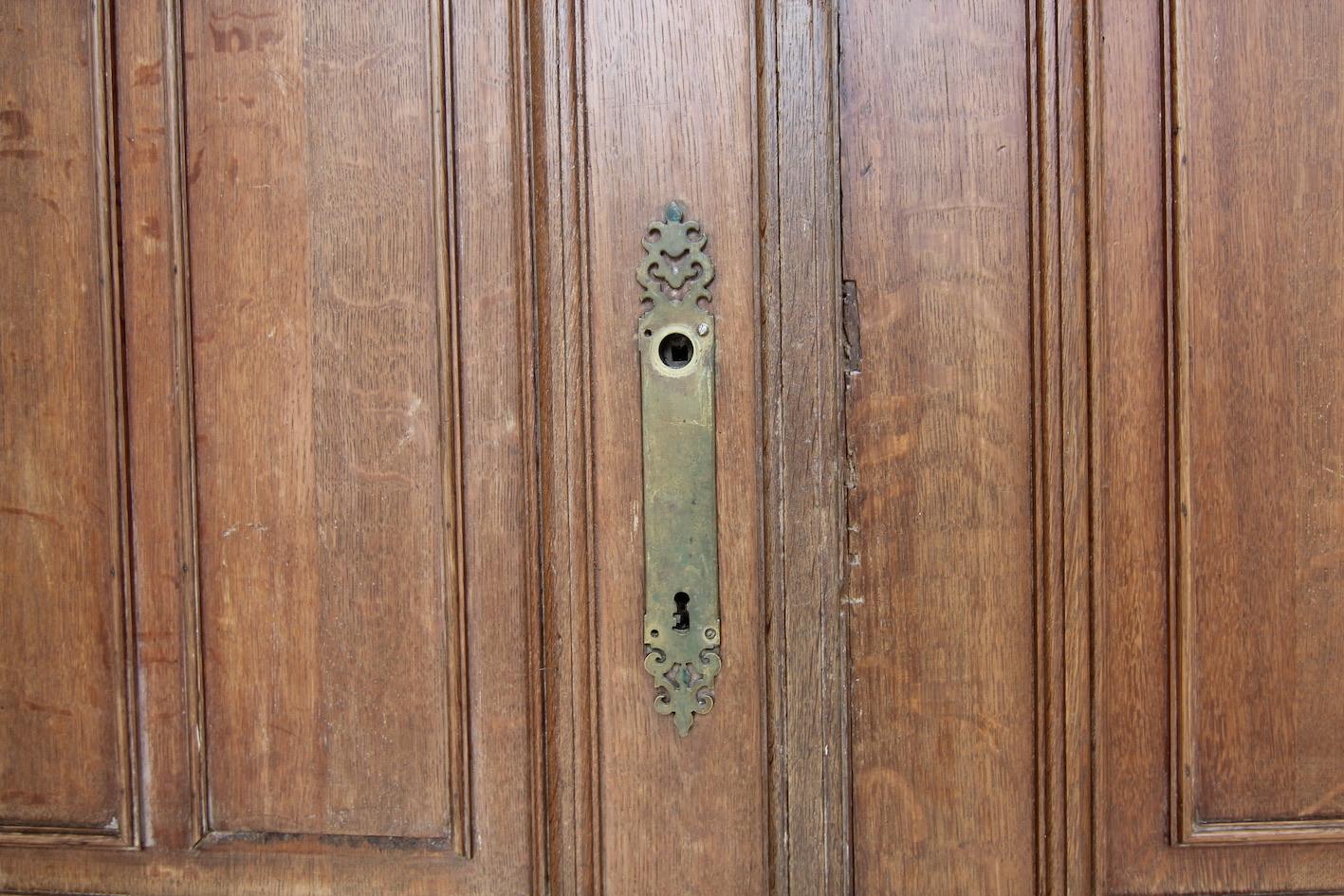 19th Century Belgian Oak Double Door with Frame 5