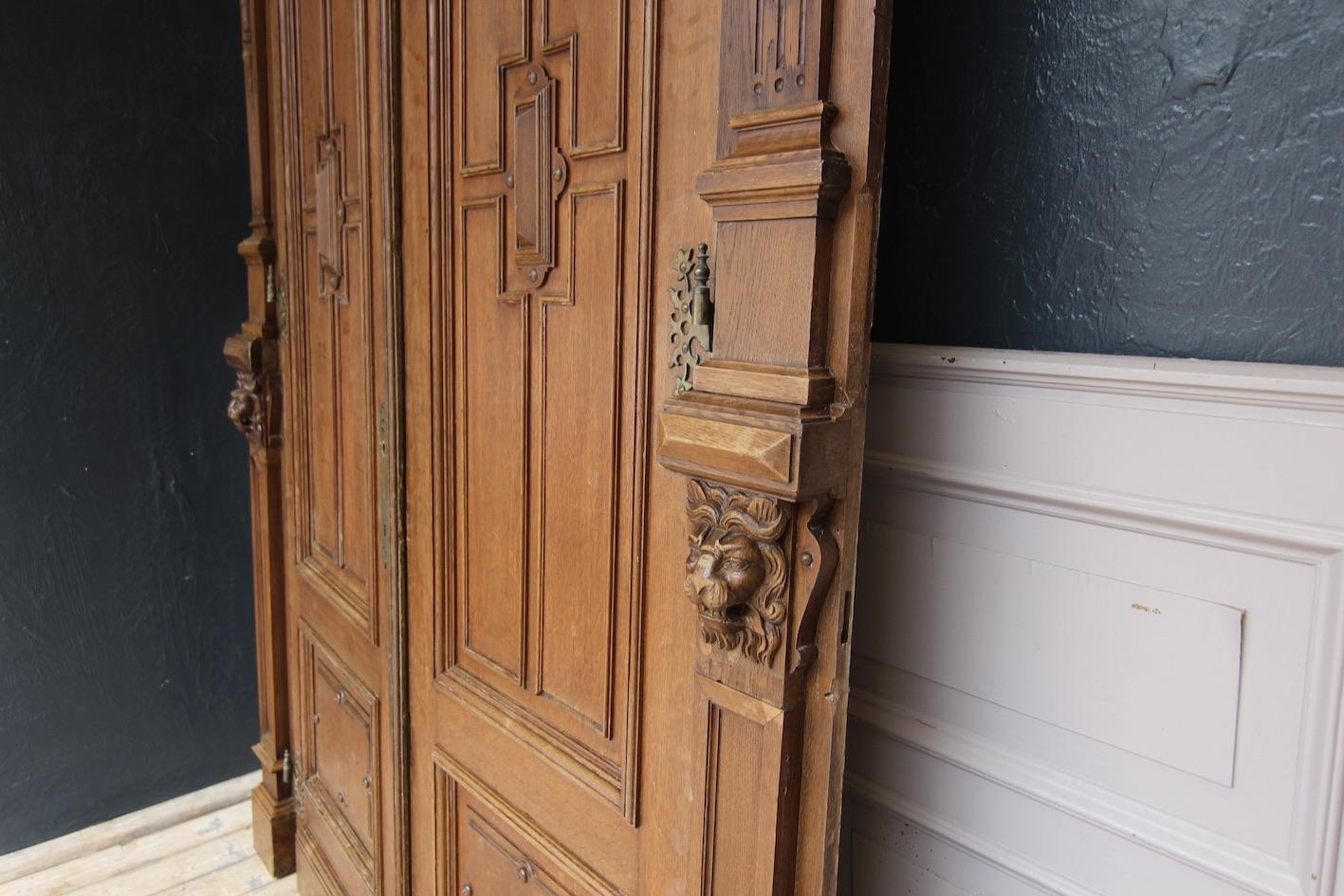 19th Century Belgian Oak Double Door with Frame 7