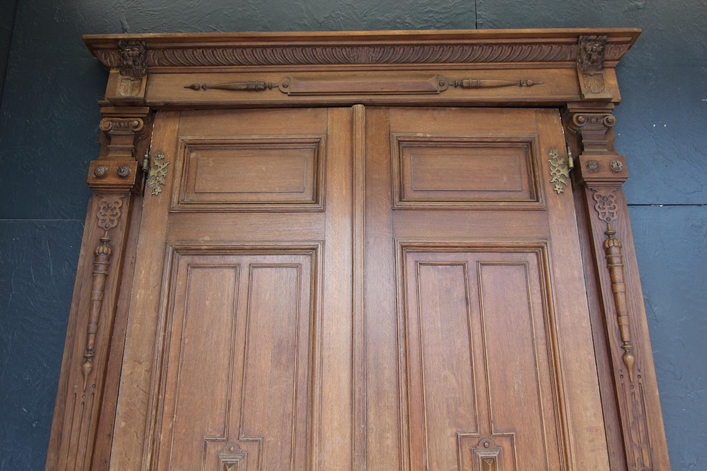 19th Century Belgian Oak Double Door with Frame 8