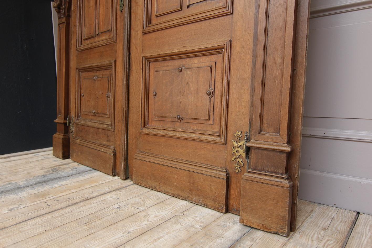 19th Century Belgian Oak Double Door with Frame 2