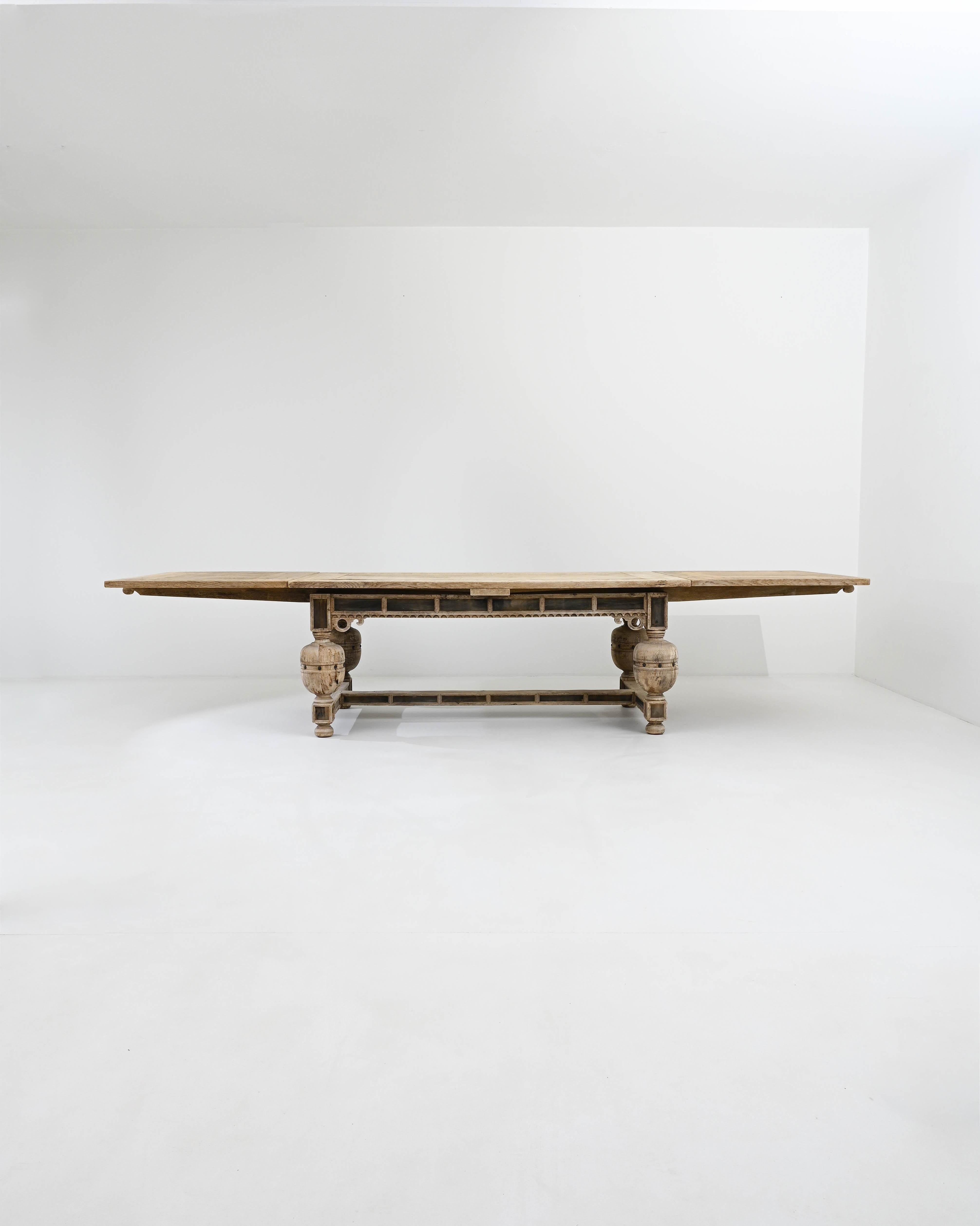 French 19th Century Belgian Oak Pull Leaf Dining Table