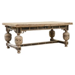 Table de salle à manger à abattant en Oak belge du 19e siècle