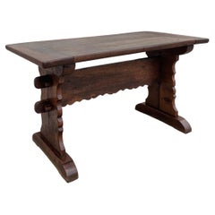 Antique 19th Century Belgian Oak Trestle Table