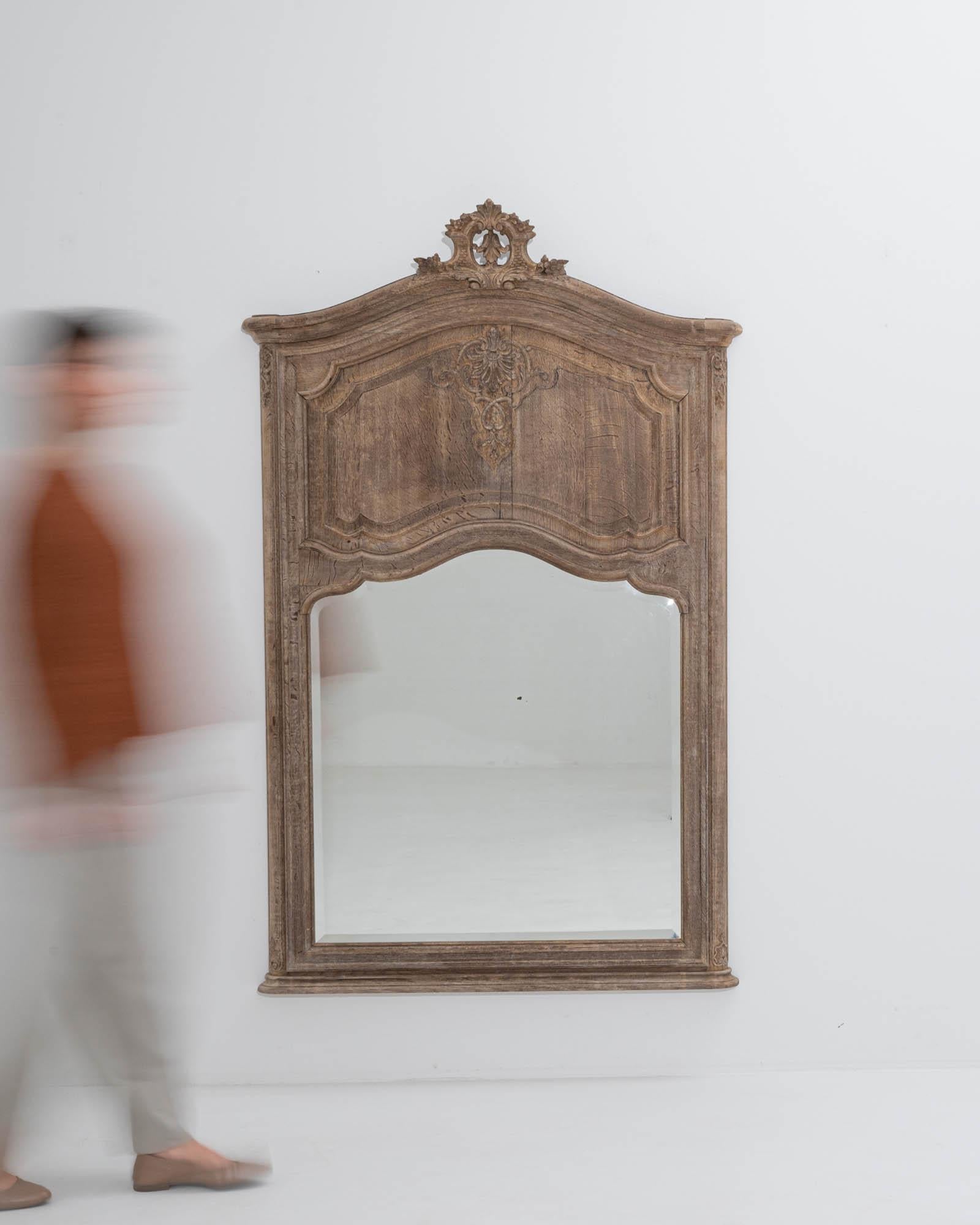 Baroque 19th Century Belgian Oak Trumeau Mirror