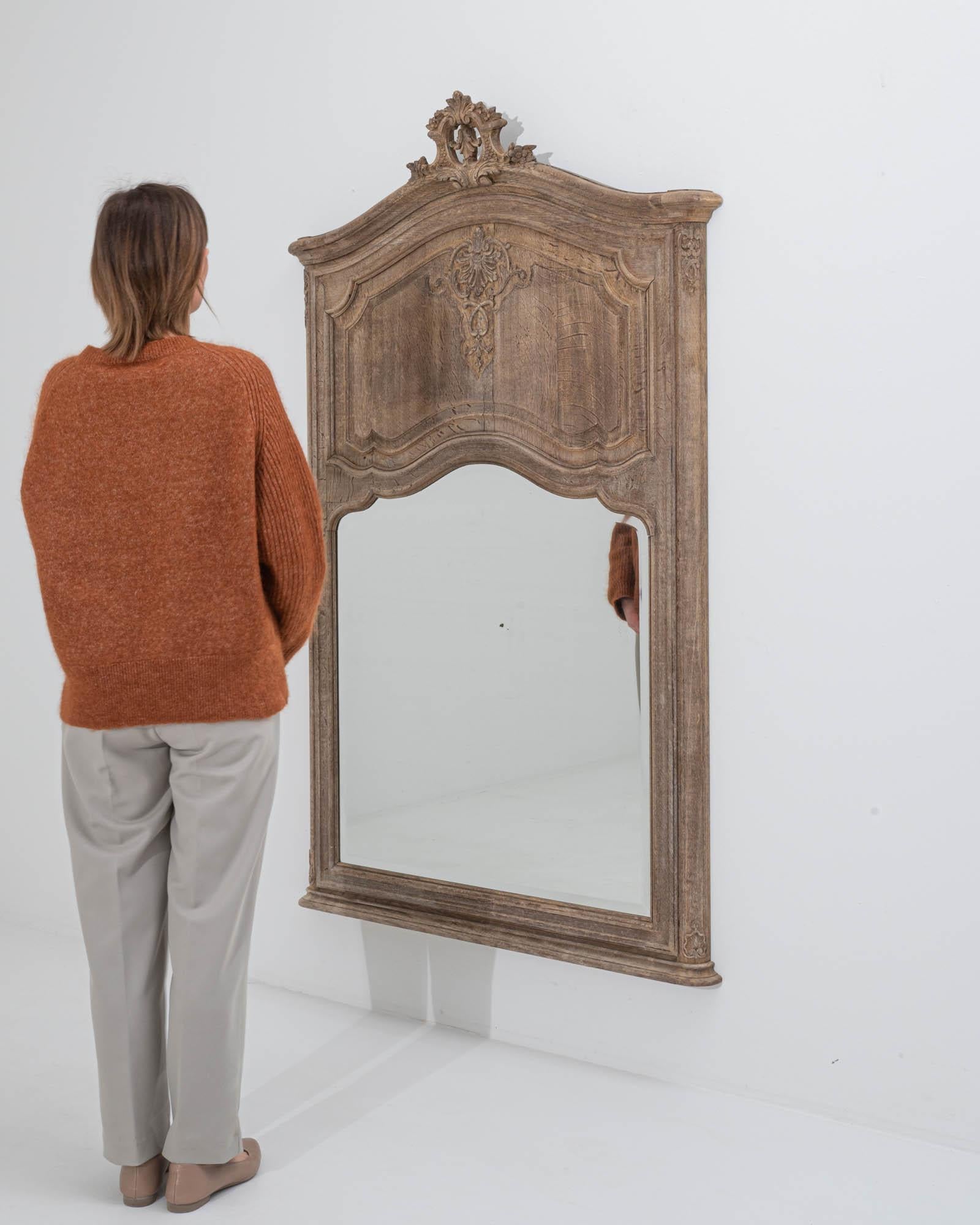 19th Century Belgian Oak Trumeau Mirror 1