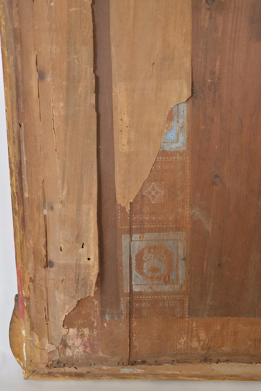 Miroir d'entrée belge du 19ème siècle en plâtre peint avec fleurs de gesso et de stuc en vente 7