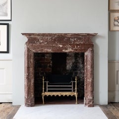 19th Century Belgian Rouge de Rance Marble Bolection Fireplace