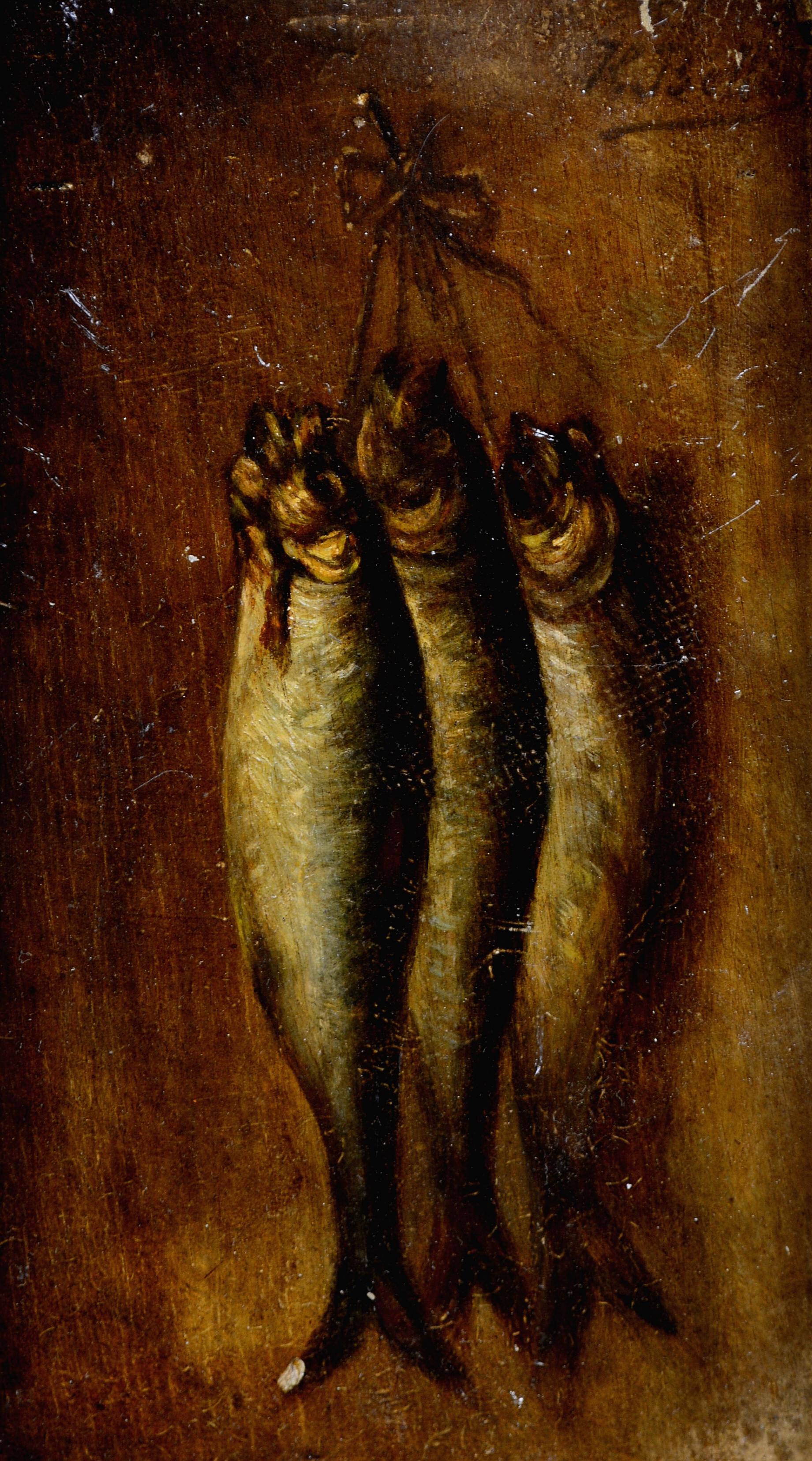 Nature Morte - Pittura ad olio antica belga del 19° secolo, natura morta di pesca di pesce - Painting di 19th Century Belgian School