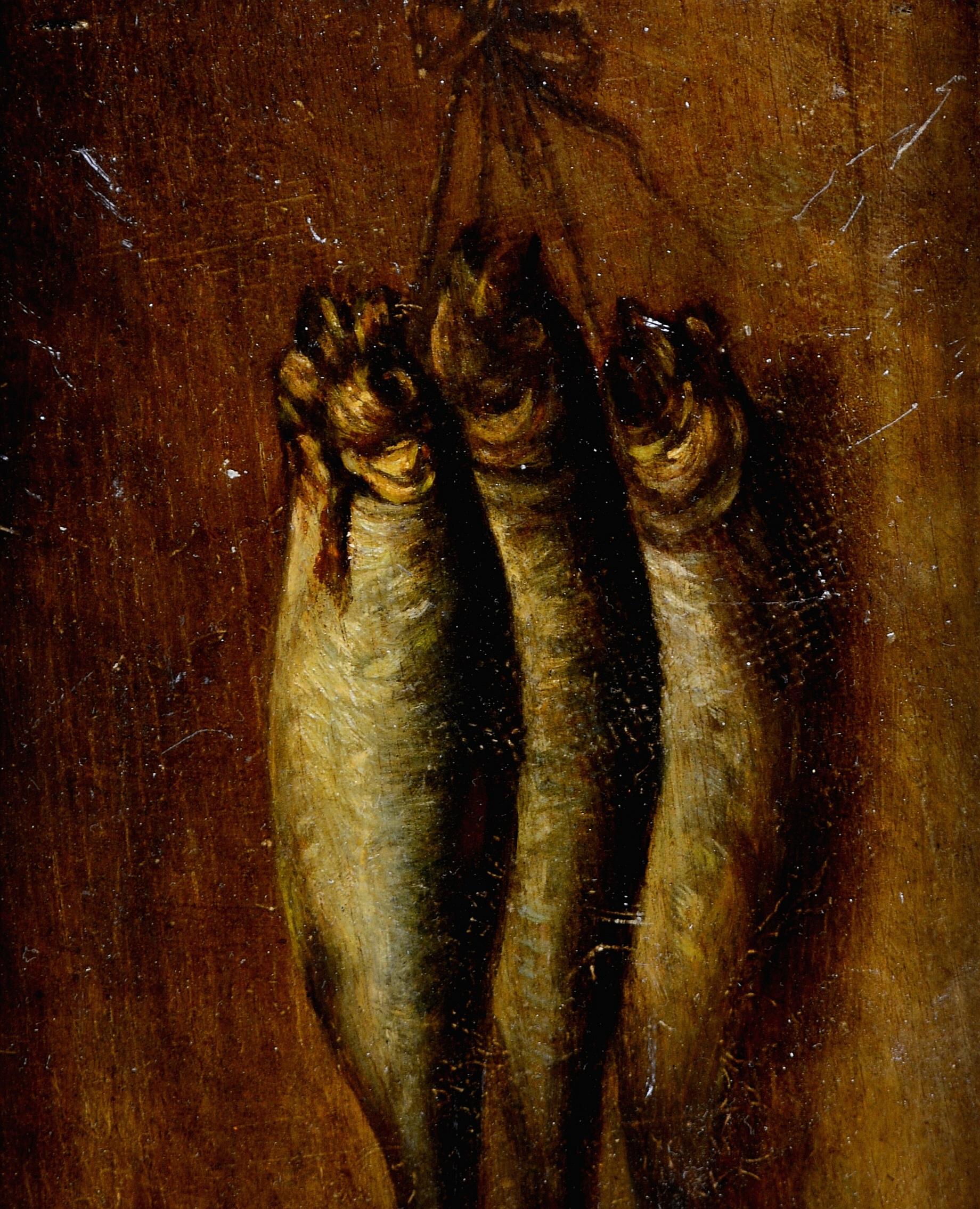 Nature Morte - Pittura ad olio antica belga del 19° secolo, natura morta di pesca di pesce - Still-Life Painting Beige di 19th Century Belgian School