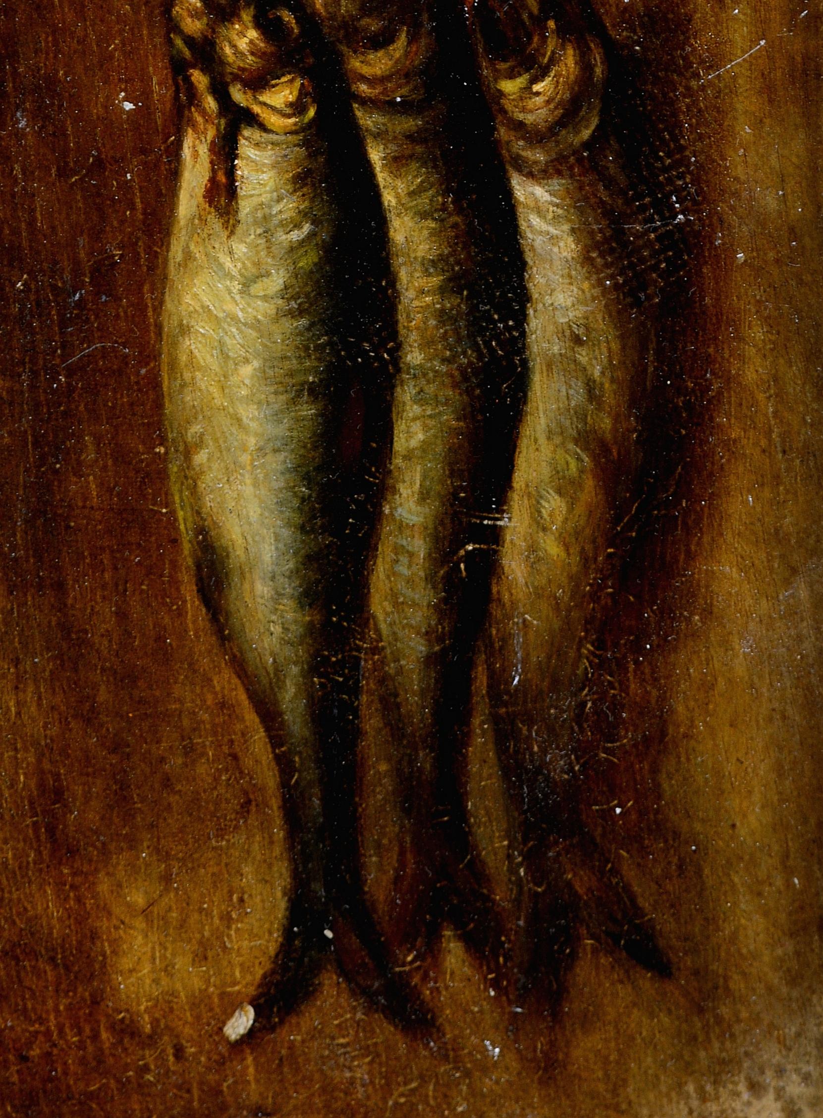 Nature Morte - Pittura ad olio antica belga del 19° secolo, natura morta di pesca di pesce in vendita 1