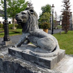 Lion Sculpté Belge XIXe Siècle