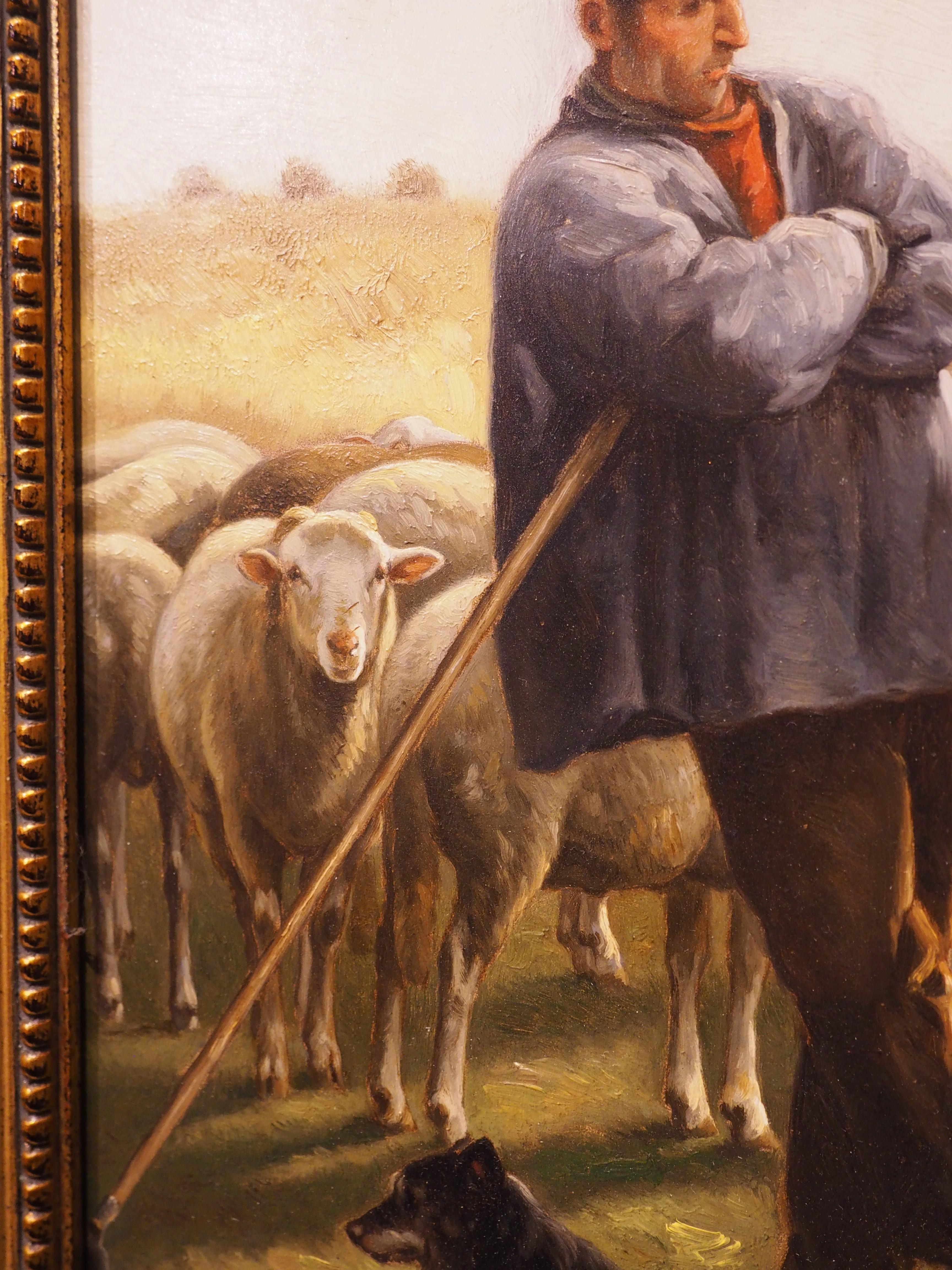 19th Century Belgian Sheep Painting by Henri de Beul For Sale 3
