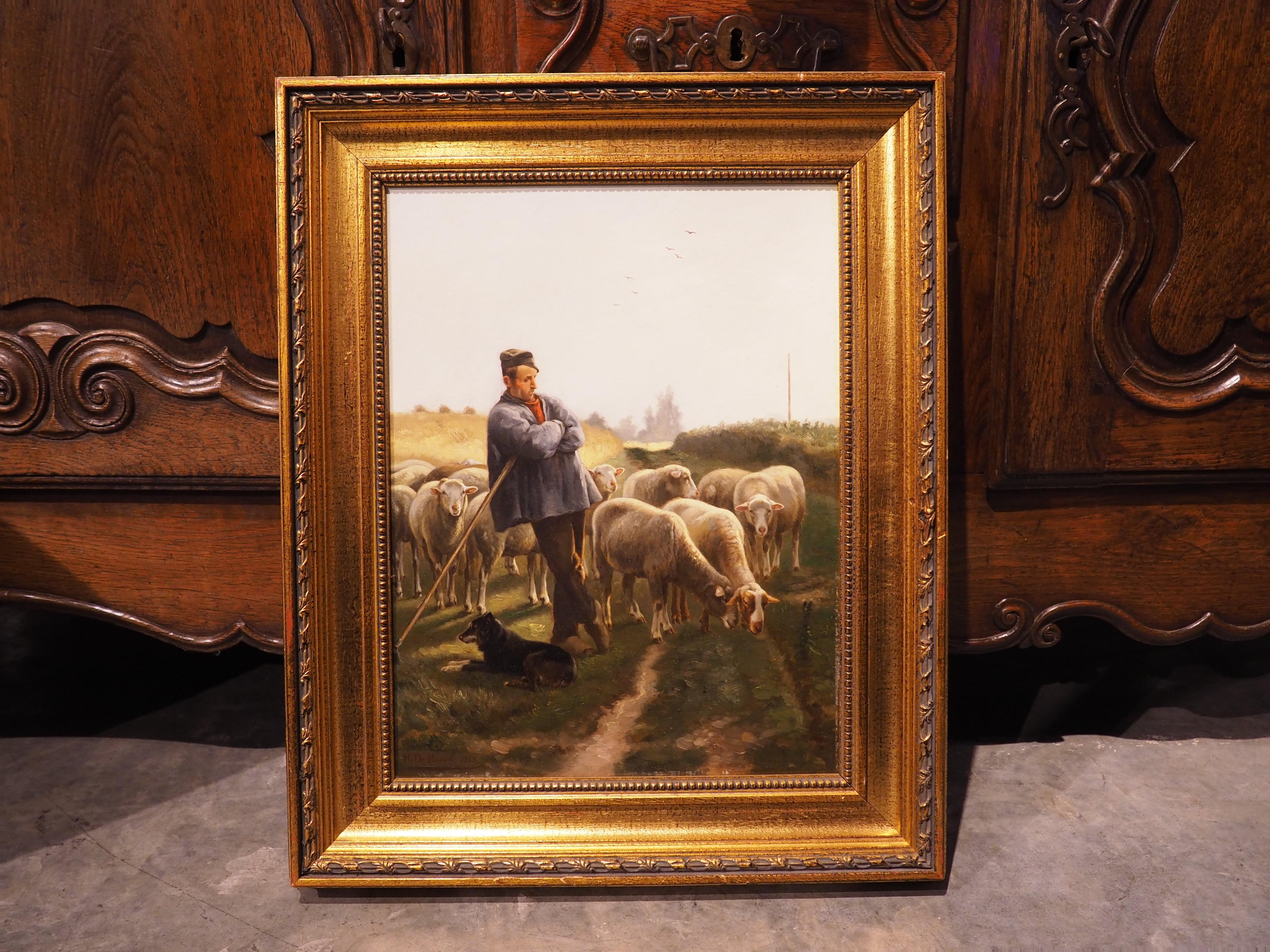 19th Century Belgian Sheep Painting by Henri de Beul For Sale 5