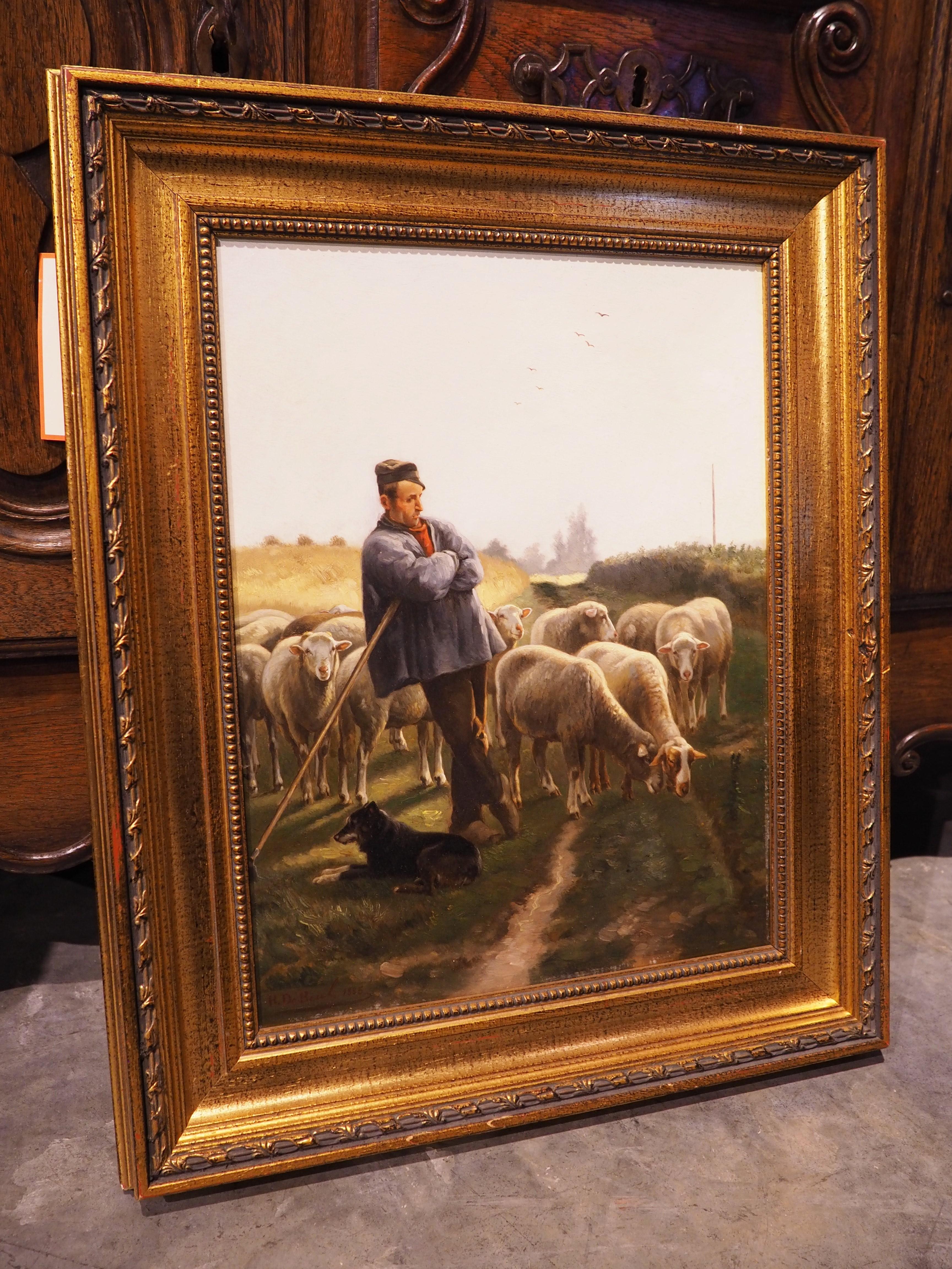 Pintura belga de ovejas del siglo XIX de Henri de Beul 8
