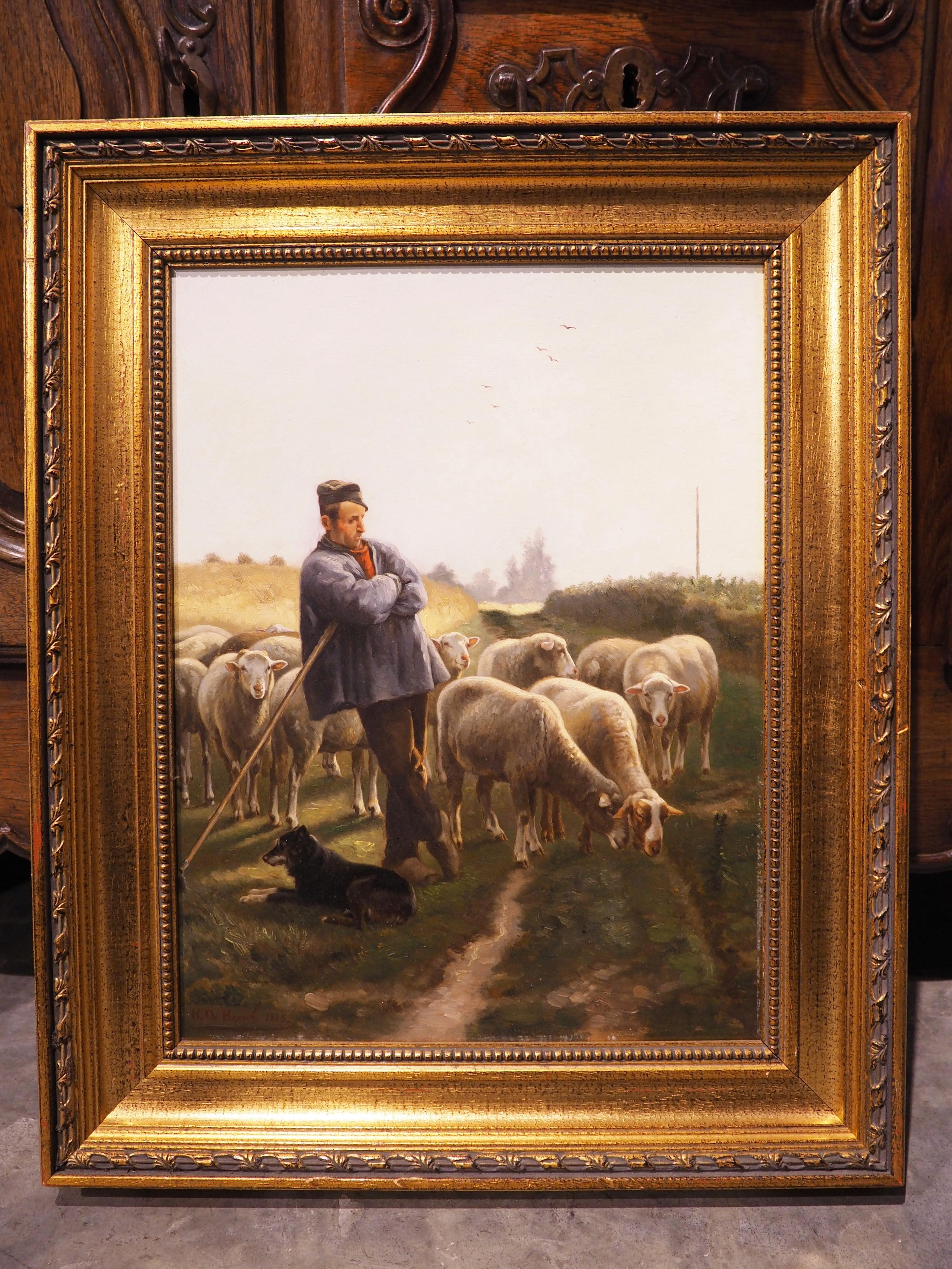 19th Century Belgian Sheep Painting by Henri de Beul For Sale 7