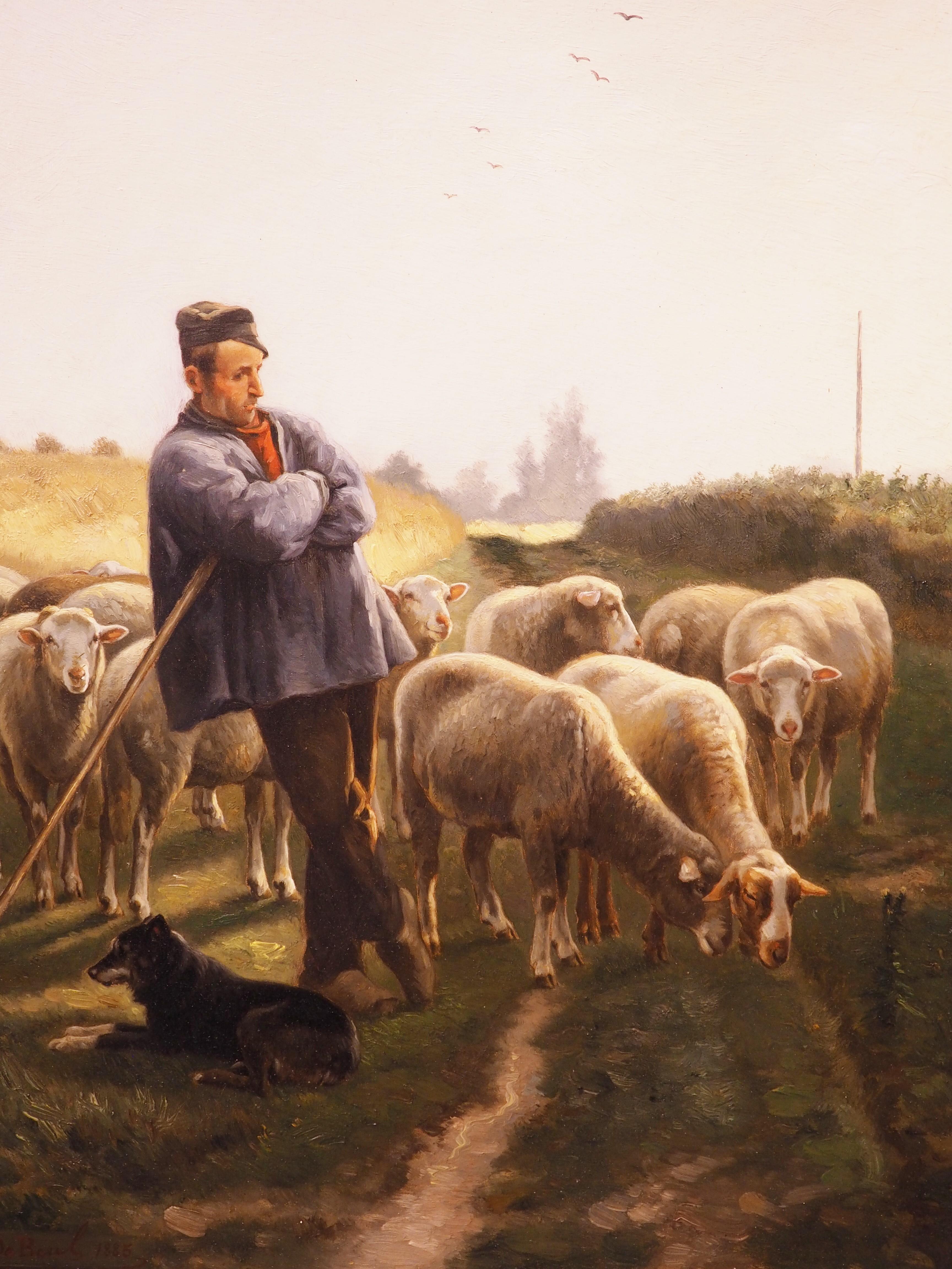 Belgisches Schafsgemälde von Henri de Beul, 19. Jahrhundert (Handgeschnitzt) im Angebot