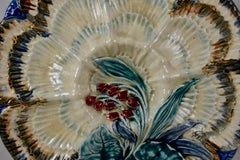 19th Century Belgian Wasmuël Earthenware Wave and Floral Oyster Plate