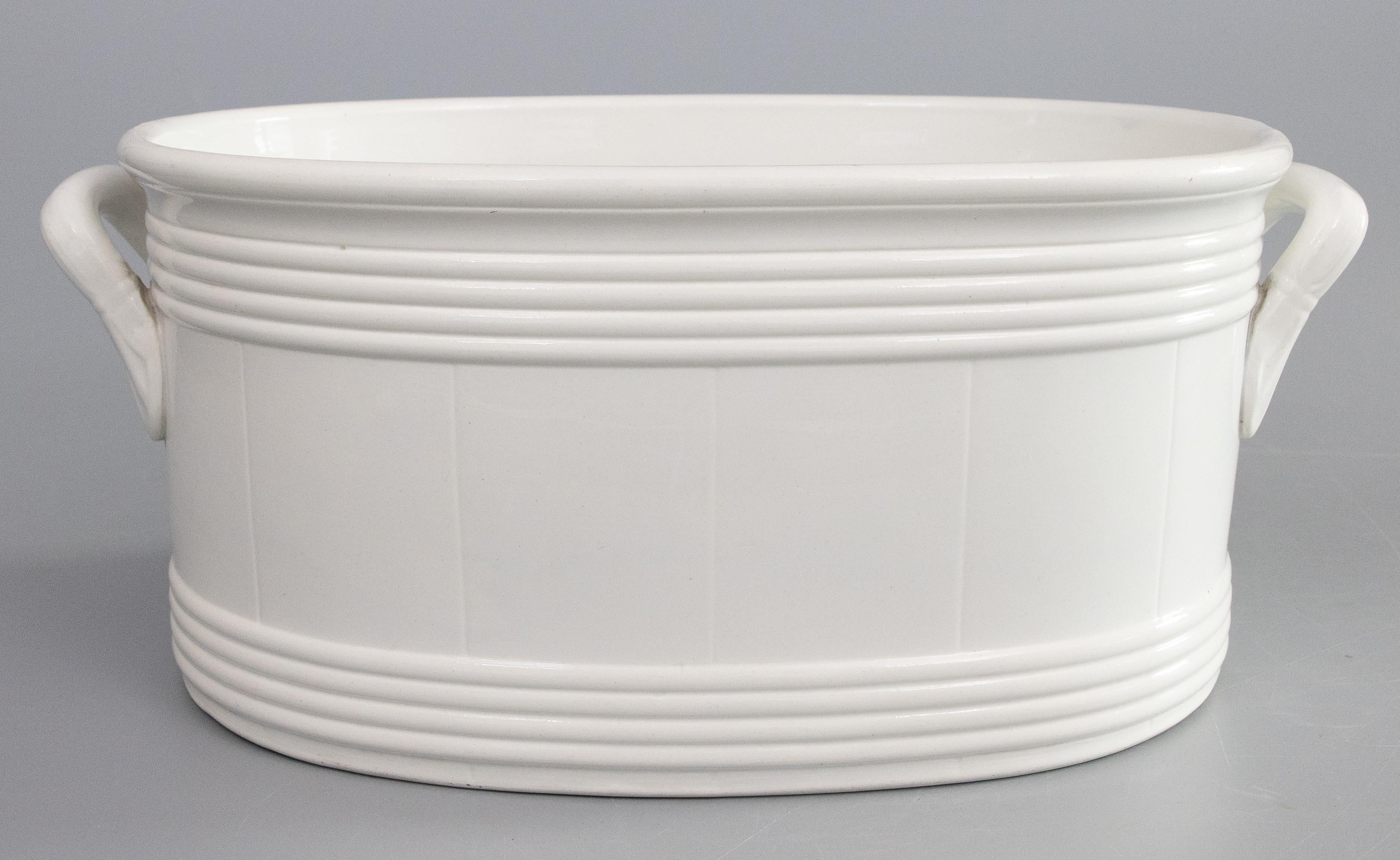 19. Jahrhundert belgischen weißen Eisenstein Fuß Bad Jardiniere Centerpiece (Belgisch) im Angebot