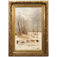 Used 19th Century Belgian Winter Landscape by Jean Hill
