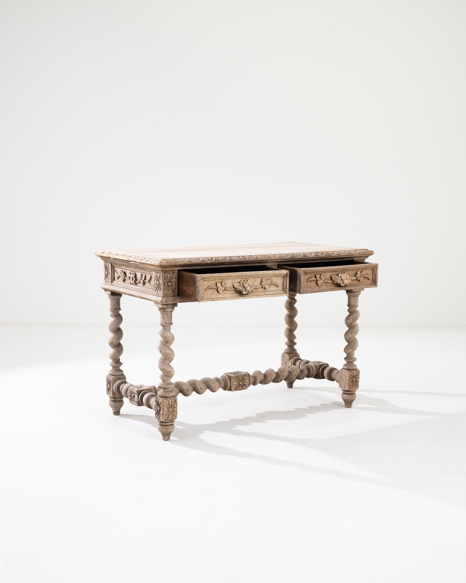 Oak 19th Century Belgian Wooden Side Table