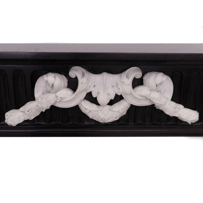 Victorian 19th Century Belgium Black Marble Fireplace Mantelpiece For Sale