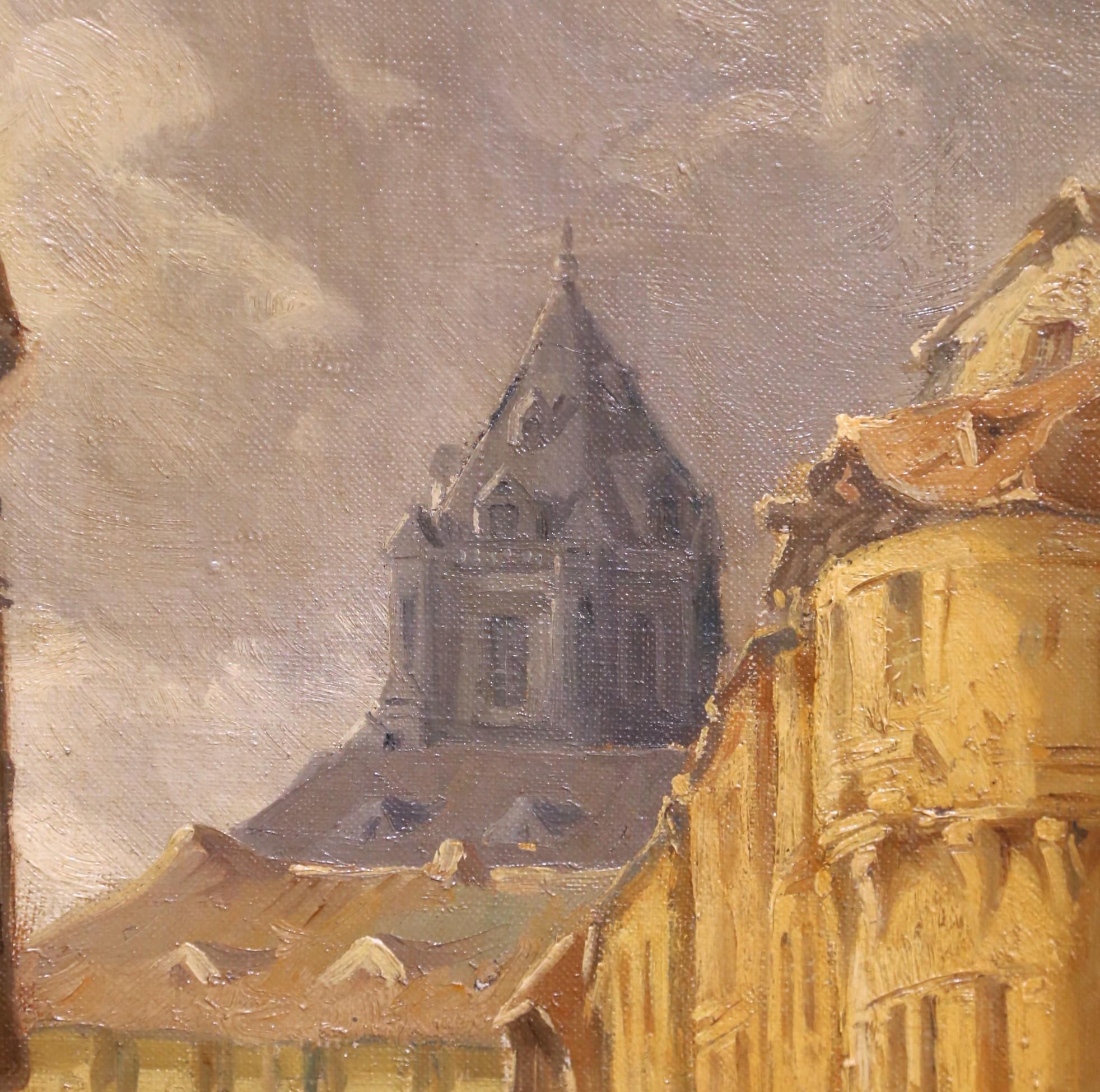 XIXe siècle Belgique Scène de port Huile sur toile signée Jules Bahieu en vente 5
