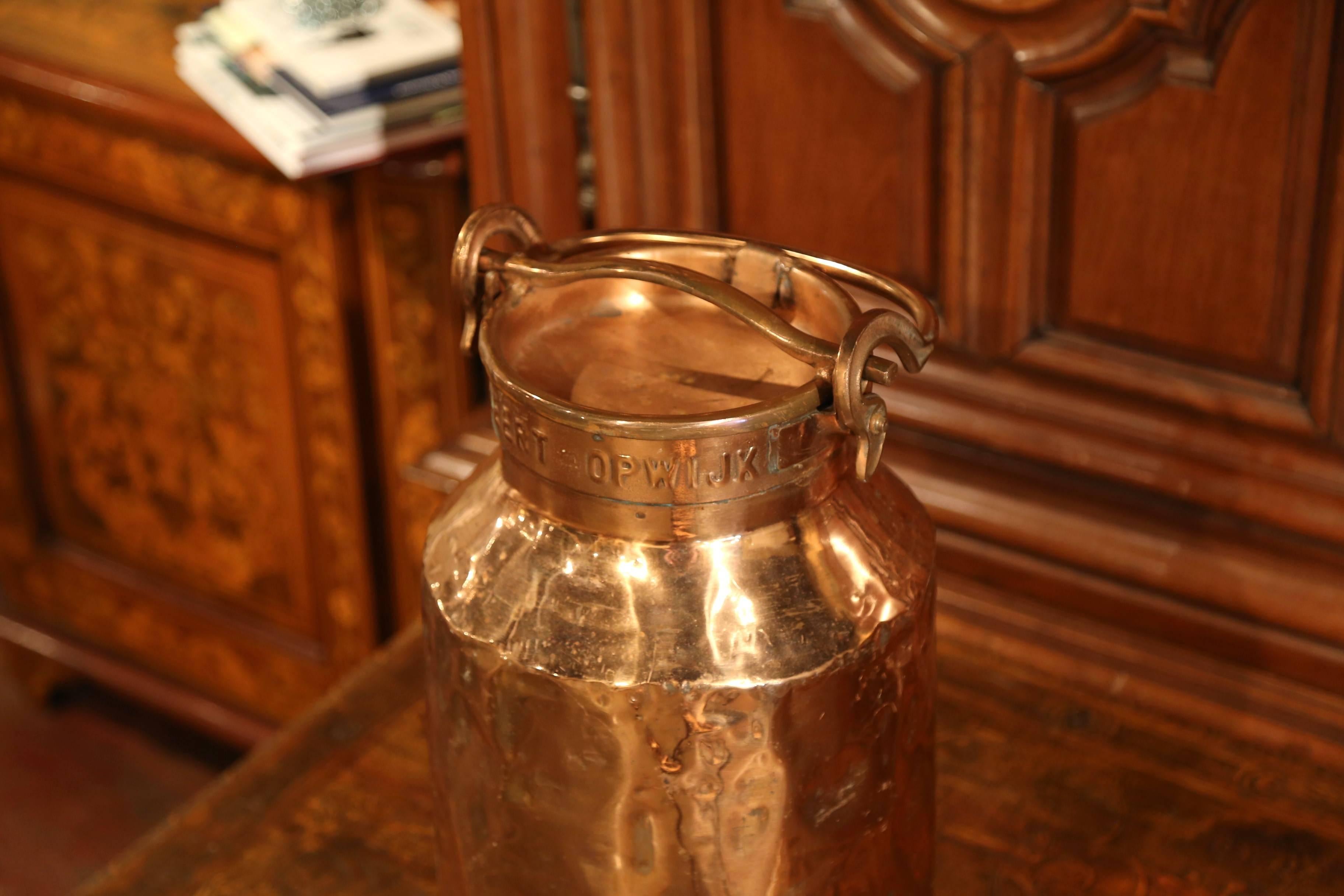 19th Century Belgium Patinated Copper Milk Container or Umbrella Stand 4