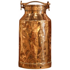Antique 19th Century Belgium Patinated Copper Milk Container or Umbrella Stand
