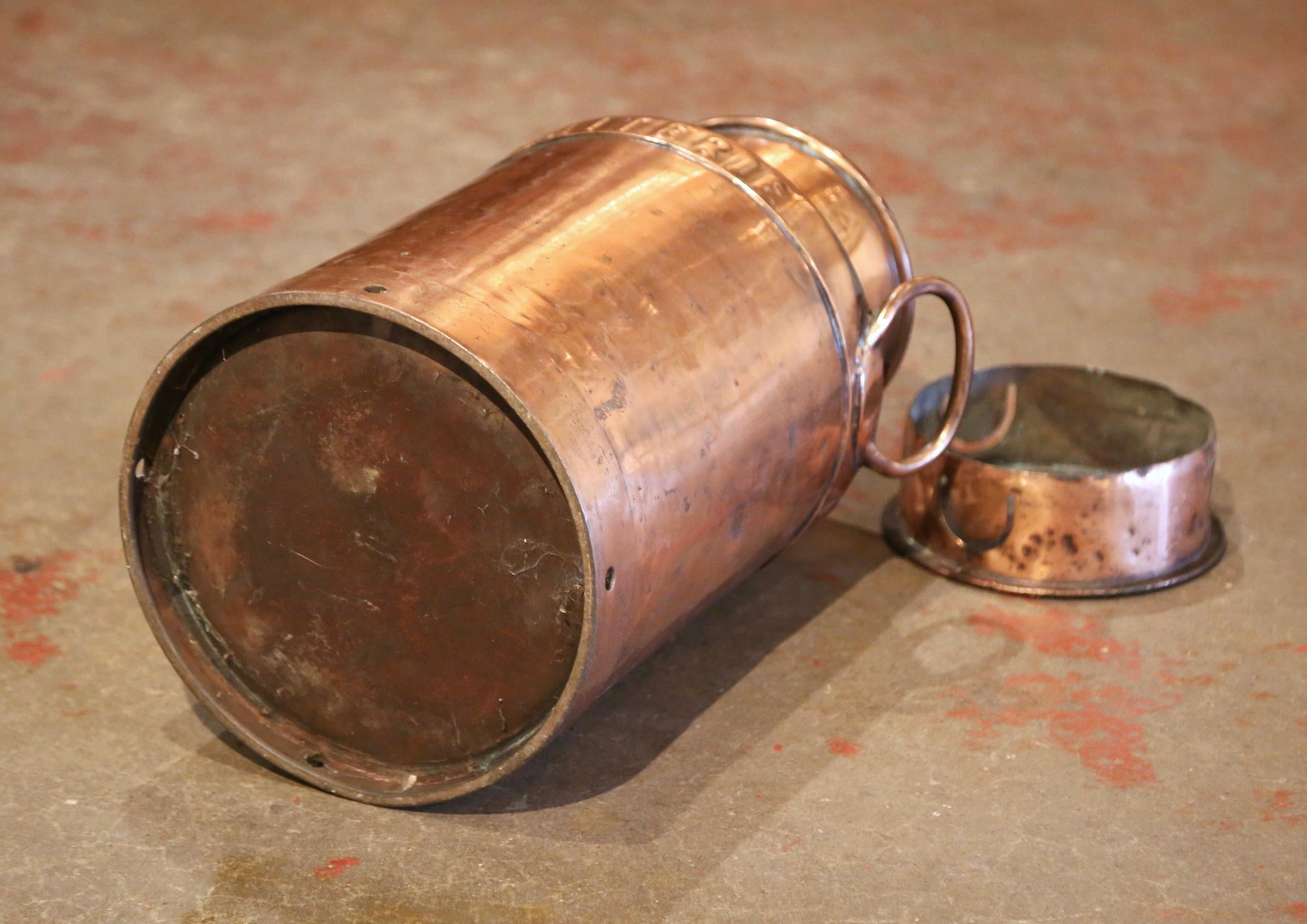 19th Century Belgium Polished Copper Plated Milk Container with Removable Lid 7