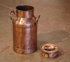 19th Century Belgium Polished Copper Plated Milk Container with Removable Lid