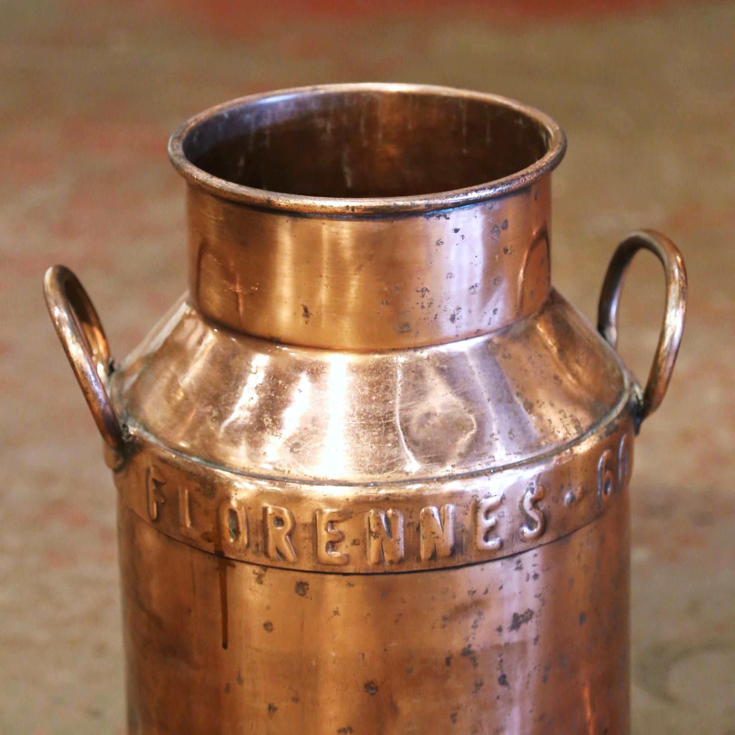 French 19th Century Belgium Polished Copper Plated Milk Container with Removable Lid