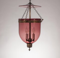19th Century Bell Jar Lantern with Amethyst Colored Glass